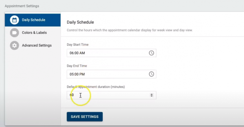 Tekmetric Appointment Settings