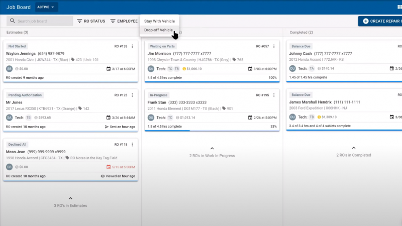 Tekmetric Job Board Navigation