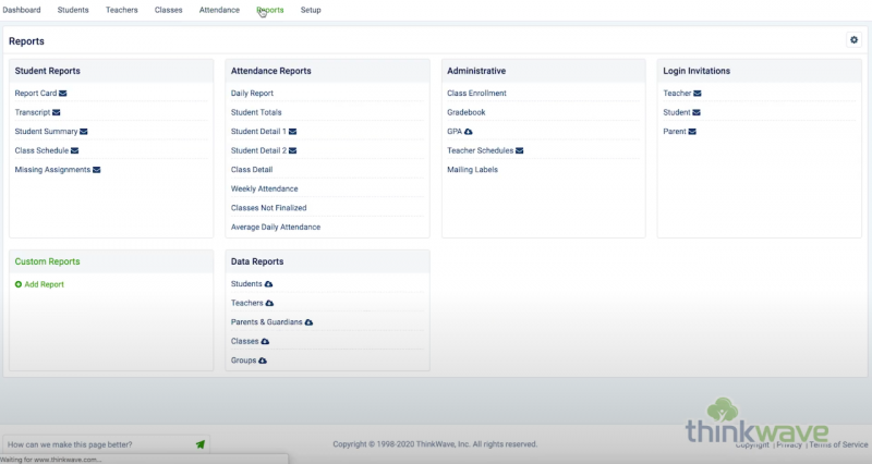 ThinkWave Report card